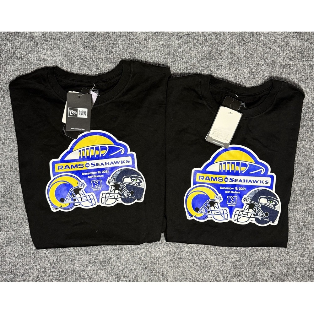 New Era LA Rams T-Shirt Seattle Seahawks Gameday Black Mens Size Medium Lot Of 2